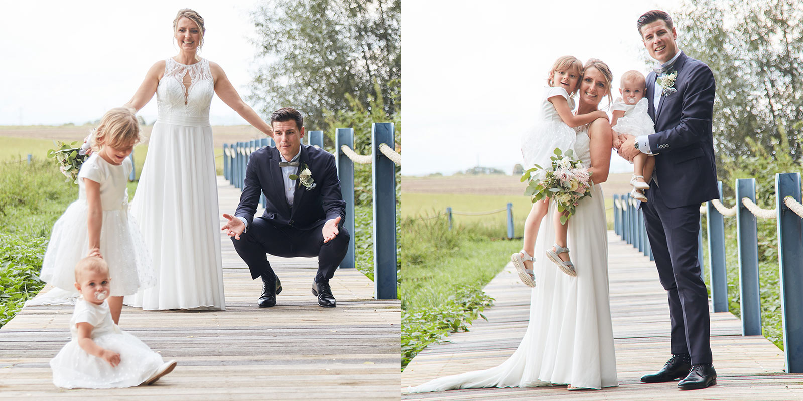Hochzeit mit Familie – Hochzeitsfotografie Frankfurt Brautpaar mit Kindern bei ihrer Hochzeit