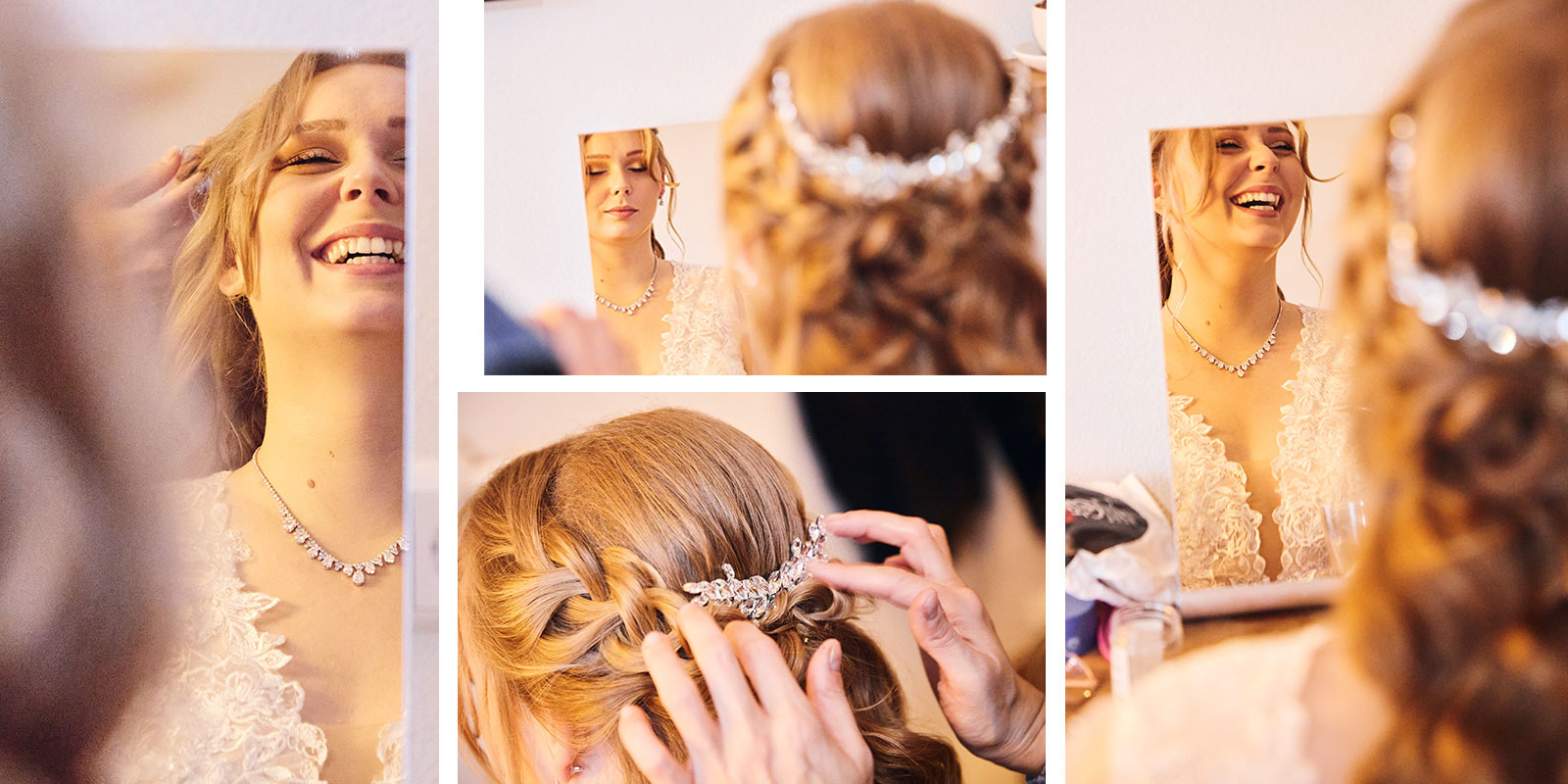 Getting Ready der Braut bei einer Hochzeitsreportage in Frankfurt